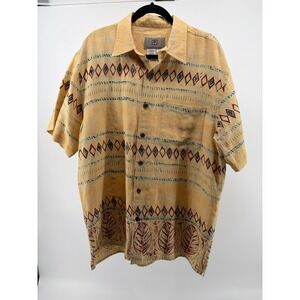The Territory Ahead Linen Short Sleeve Shirt Yellow Southwest Men's Size L S238